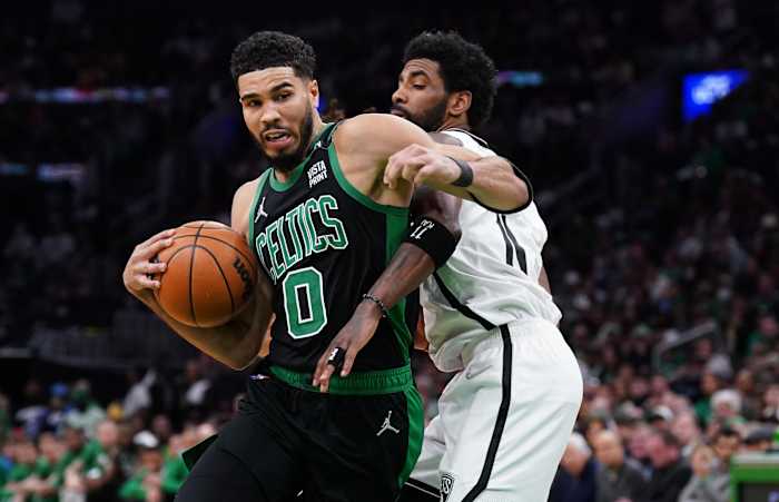 Boston Celtics forward Jayson Tatum, Brooklyn Nets guard Kyrie Irving
